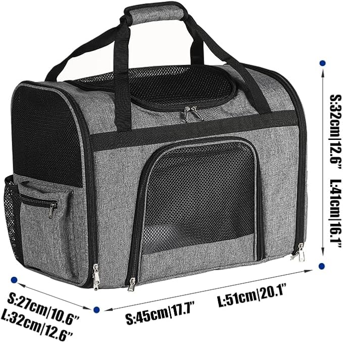 pet Bag Multi Purpose pet Bag Collapsible Portable for Dog cat go Out Traveling Carrier Backpack for Secret Adventures Cat and Dog (Grey, L:20.1"X12.6"X16.1")