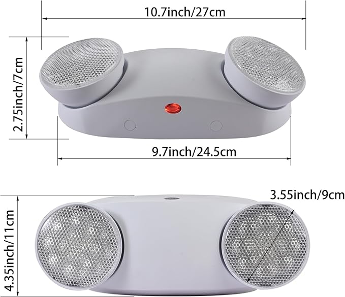 LED Emergency Lights with Battery Backup Commercial Emergency Light Fixtures for Business Home Power Failure Outage Exit Sign Lighting with Plug in Cord AC85-277V 200lm 4Hours