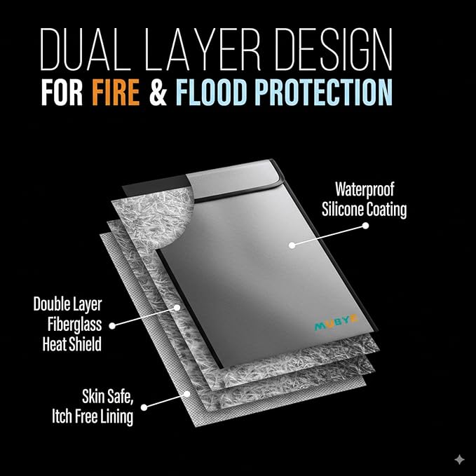 Upgraded Fireproof Waterproof Document Bag - 3 Pack Safe Money Bags With Zipper, Fire & Water Resistant Storage Organizer Pouch for Documents Holder,File,Cash,Passport,Tablet (Gray)