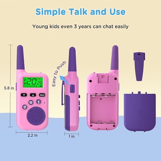 Peakeep Walkie Talkies for Kids Long Range 3 Miles, Voice-Changing Toys Gifts for 3-12 Years Old Boys Girls, 2 Way Radios Big LCD Screen, Flashlight, Camping Hiking Outdoor, Battery Operated, 2 Packs