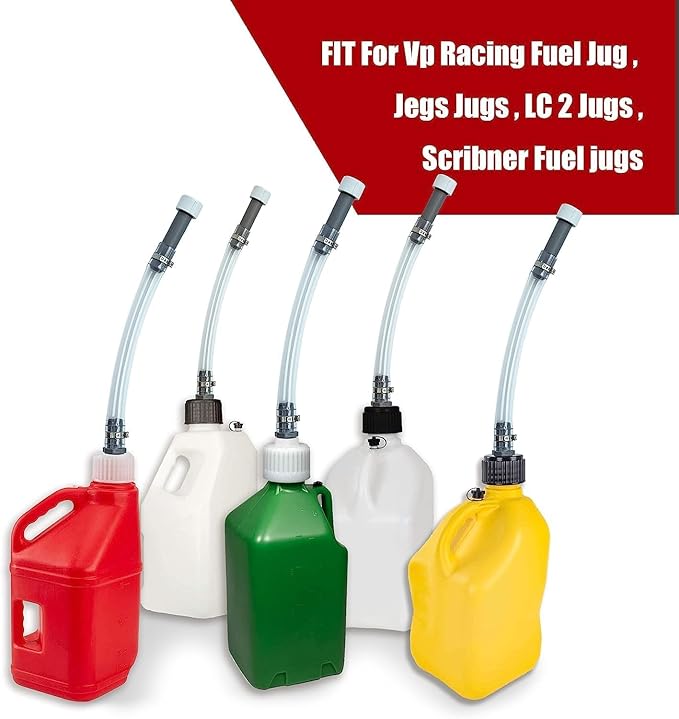 2-Pack Fuel Jug Hose - 5 Gallon Gas Can Hose Replacement with Upgraded Filter Design - Compatible with 5.5 & 3 Gallon Jugs - Easy Pour, No Spills