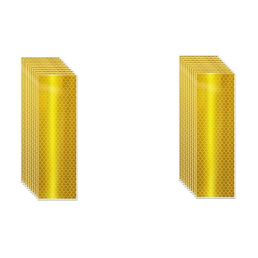 Non Fading Yellow Reflective Stickers 2 inch X 6 inch, Outdoor Waterproof High Visibility Warning Safety Adhesive Reflector Tape (20 Pcs)