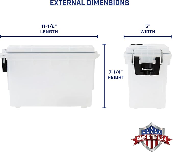 Sheffield 12758 4-Pack Ammo Storage Box, Stackable .30 Cal Field Boxes, Water and Dust Resistant, Lockable Storage Box with Handle, Secures Hunting Gear, Supplies, and Bullets, Made in USA, Frost