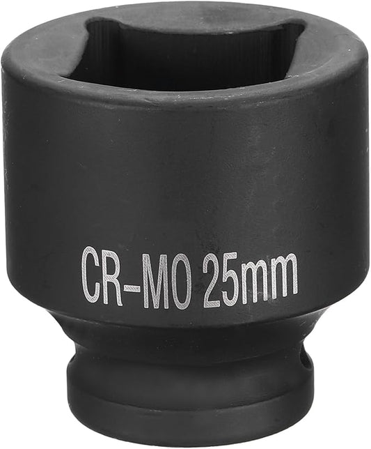HARFINGTON 4 Point Square Socket 1/2" Drive 25mm Metric Square Impact Socket CR-MO Blackening Standard Wheel Sockets Pneumatic Socket Tool for Auto Repair Mechanical Maintenance Home Use