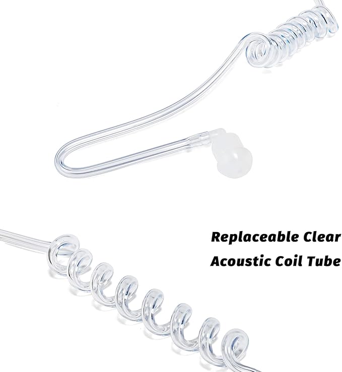 Walkie Talkie Earpiece for Midland Walkie Talkies GXT1000VP4 LXT500VP3 GXT1050VP4 GXT1000XB, Two Way Radio Surveillance Earpiece Headset Ear Piece with Mic and Clear Acoustic Coil Tube, Pack of 2