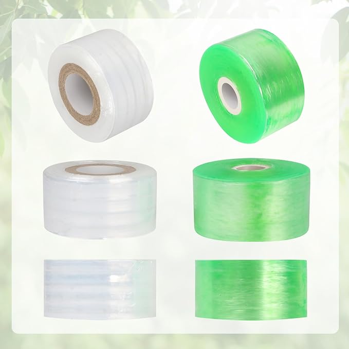 Oligei Grafting Tape 3P, Stretchable Self Adhesive Tree Grafting Tape, Tree Repair Tape for Fruit Trees, Plants, Broken Stem, Floral (Green and White)