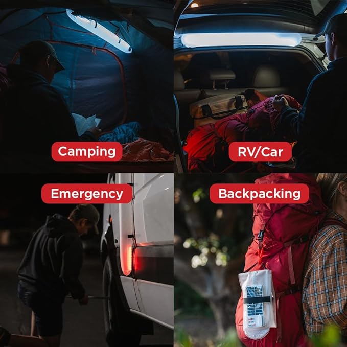 LuminAID Solar Beam with Phone Charger - Shatterproof & Waterproof Inflatable Tube Lantern with 300 Lumens of Bright LED - Perfect for Camping, Backpacking, Hiking, Emergency