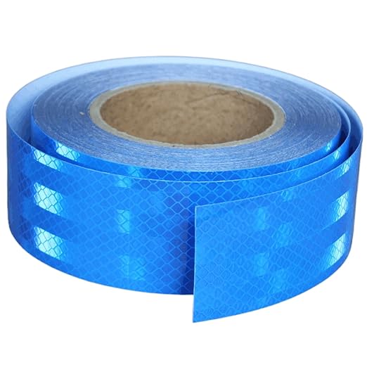 Industrial Non Fading Reflective Tape Blue 2 inch Wide, Outdoor Waterproof High Visibility Safety Adhesive Reflector Strips (66 feet)