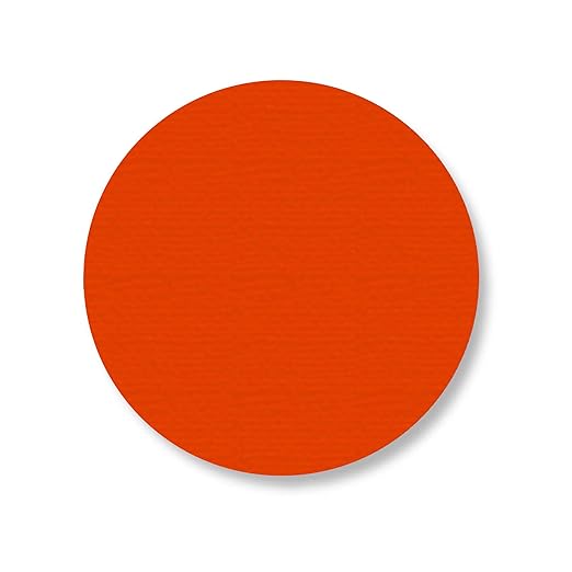 Mighty Line 3.75" Solid Dot Shaped Floor Marking Tape for Safety, Caution, Warning, Heavy-Duty, Peel and Stick, Adhesive Circle Spots, Industrial Quality, Orange, Pack of 100