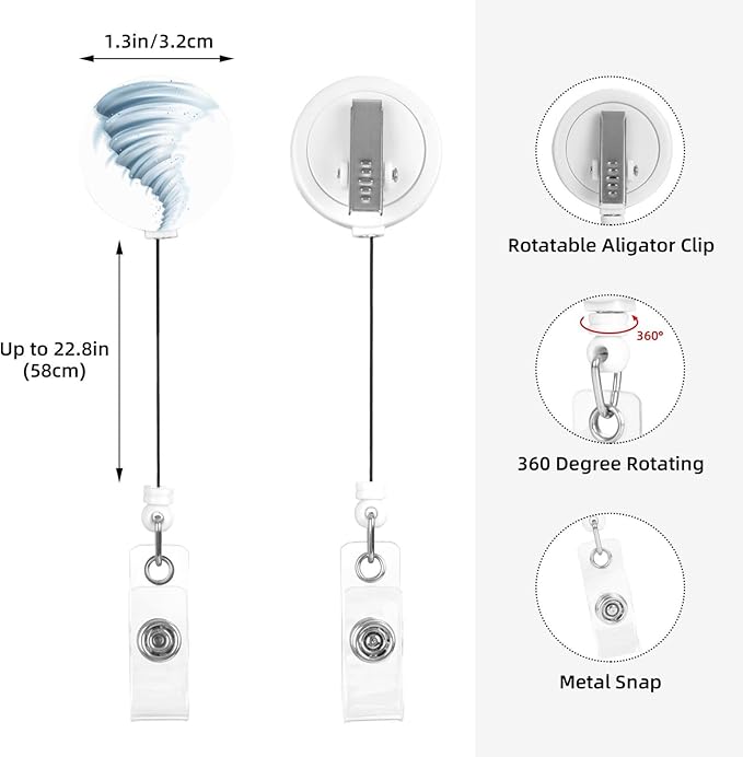 Tornado Badge Reels Retractable Badge Holder with Clip for Id Name Tag Office Worker Student Teacher Nurse Doctor