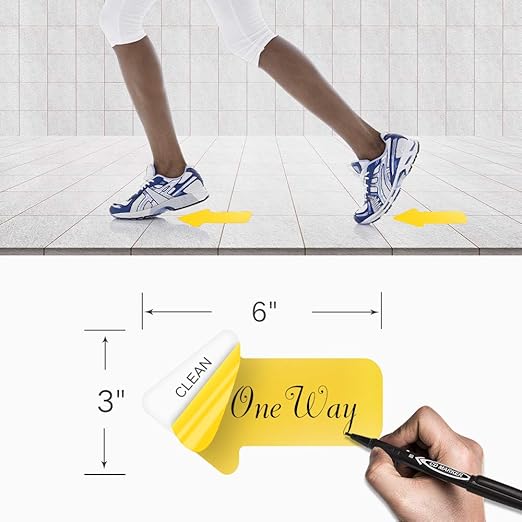 Arrow Floor Sticker Tape 3"6" Floor Marking Sign 200 PCS Decal Yellow