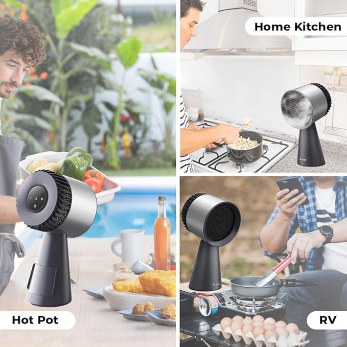 KREAS Portable Range Hood, Desktop Kitchen Exhaust Fan with 3 Speeds, Portable Kitchen Exhaust Fan, Oil Collection Cup, 10 Filters, Range Hood for Indoor, Outdoor, RV