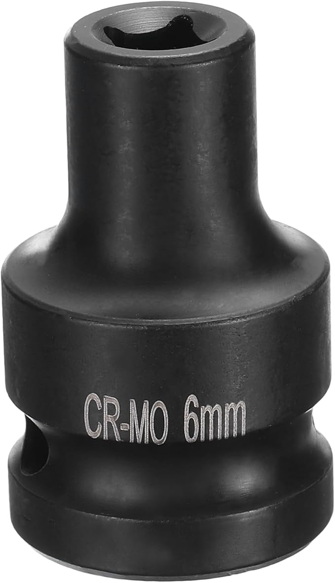 HARFINGTON 4 Point Square Socket 1/2" Drive 6mm Metric Square Impact Socket CR-MO Blackening Standard Wheel Sockets Pneumatic Socket Tool for Auto Repair Mechanical Maintenance Home Use
