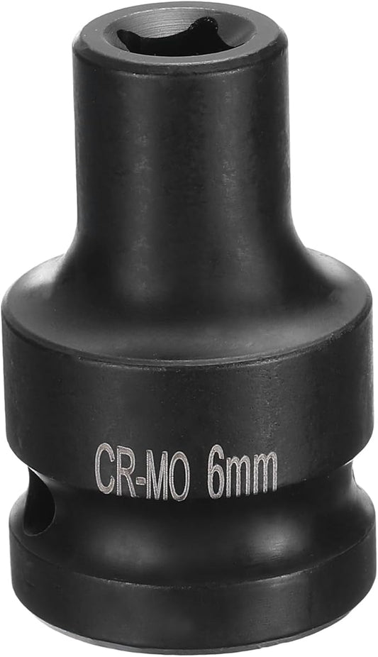HARFINGTON 4 Point Square Socket 1/2" Drive 6mm Metric Square Impact Socket CR-MO Blackening Standard Wheel Sockets Pneumatic Socket Tool for Auto Repair Mechanical Maintenance Home Use