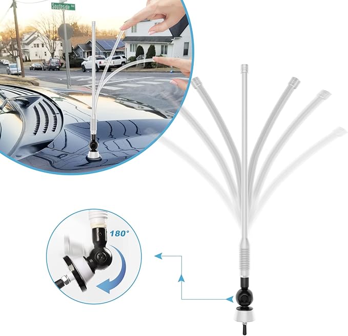 Universal Boat Radio Antenna - Flexible Mast for AM/FM, Yacht, Pontoon, Golf Cart, ATV, UTV, RV, Excavator, Tractor & Car Stereo