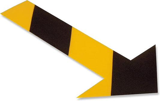 Mighty Line Solid Arrows Directional Sticker Sign Floor Marking Tape for Safety, Caution, Warning, Heavy-Duty, Peel and Stick Adhesive, Industrial Quality, Yellow and Black Chevron, 10"x6", 50 Pack