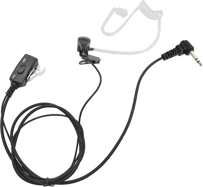 2Pack VOX Ptt Earpiece with Mic Acoustic Tube Walkie Talkie Headset FBI Style Earpiece for 1 Pin 2.5mm Talkabout tp260 tp480 2-Way Radios