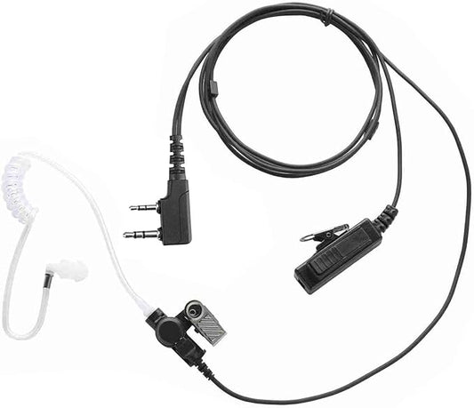 2-Pin 2-Wire Baofeng UV-5R Earpiece Surveillance Kit Compatible with BTECH Retc15/Retevis RT21 RT22 Kenwood Arcshell AR-5 Walkie Talkie Radio with Big PTT Mic Tansparent Acoustic Tube Headset