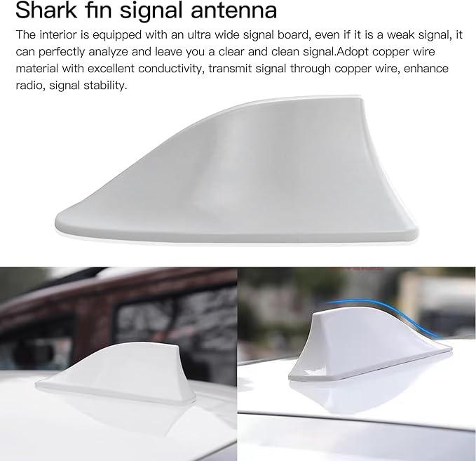 Replacement Shark Fin Roof Car Antenna Radio FM/AM Antena Cover Universal Screw for SE Hatchback 4-Door SXT Sedan 4-Door Citadel Sport Utility 4-Door SLE Crew Cab Pickup 4-Door White