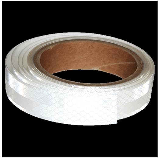 Non Fading Reflective Tape White Outdoor Waterproof 1 inch Wide for Truck, High Visibility Safety Warning Adhesive Strips (16 feet)
