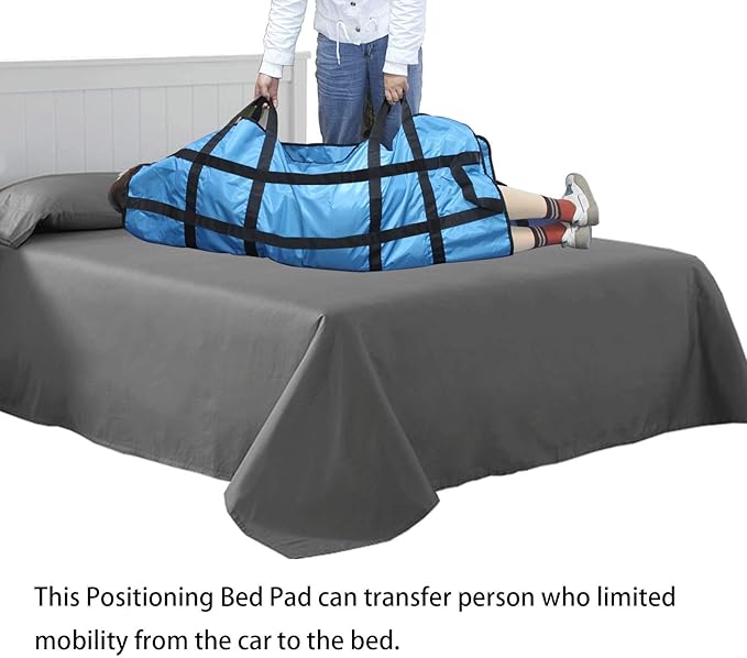 Positioning Bed Pad with Handles 48" X 40" Incontinence Mattress Bedding Protector Liner Underpad Straps for Easy Lift & Transfer Reusable Washable Hospital Quality