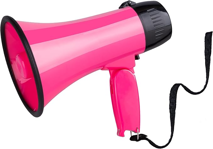 MyMealivos Portable Megaphone Bullhorn 20 Watt Power Megaphone Speaker Voice and Siren/Alarm Modes with Volume Control and Strap (Deeppink)…