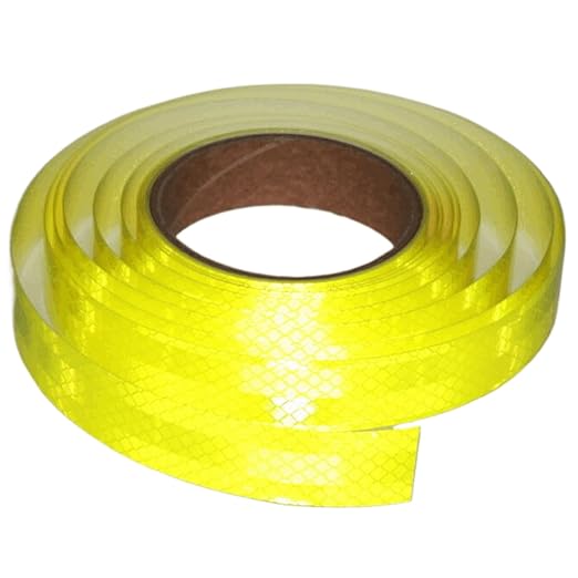 Fluorescent Yellow Reflective Tape Outdoor Waterproof 1 inch, Non Fading High Visibility Warning Industrial Marking Tape (16 feet)