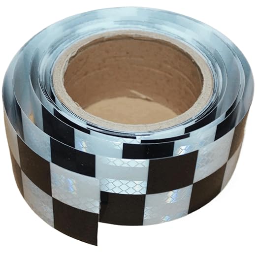Reflective Tape Black and White 2 inch Wide for Trucks, Outdoor Waterproof High Visibility Safety Warning Sticker Strips (11 feet)