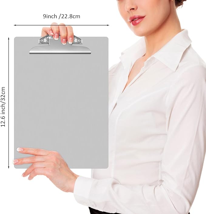 Mimorou 2 Pcs Metal Clipboard Heavy Duty Aluminum Clipboards 12 x 9 Inch Metal Clip Board with Low Profile Clip A4 Letter Size Document Holder for Office School Medical Jobsite Laboratory