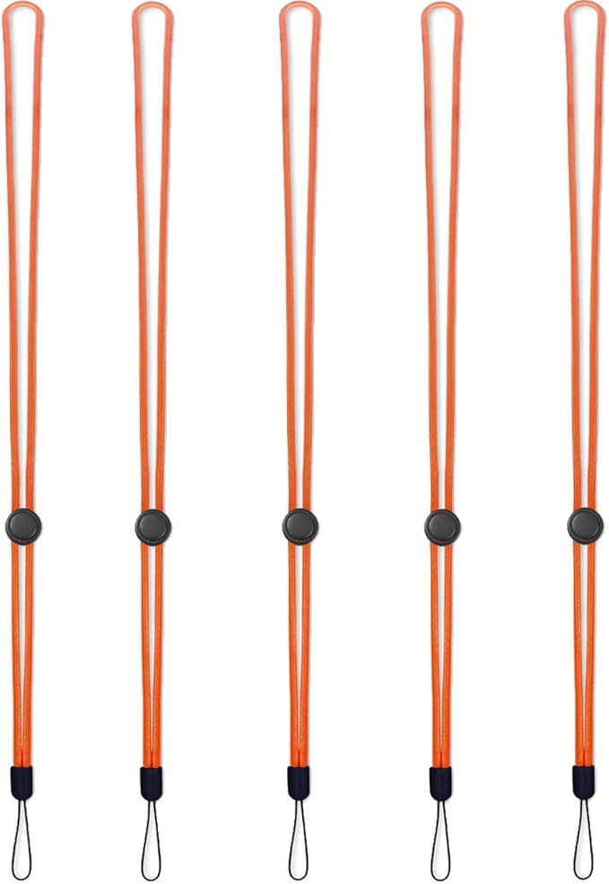 YOUOWO 5 Pack Orange Adjustable Lanyards Neck Strap Lanyard For Keys Pen Phone id Badges Holder Office Name Badges ID Card USB Sticks Whistles iPod