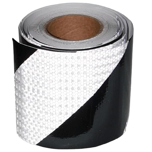 Black White Reflector Tape Outdoor Waterproof 6 Inch x 68 FeeT, Warning Reflective Stickers, Safety Marking Tape