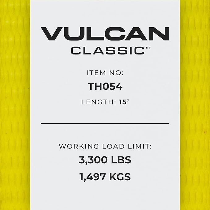 VULCAN 8-Point Roll Back Vehicle Tie Down Kit with Snap Hooks on Both Ends - Set of 4 - Classic Yellow