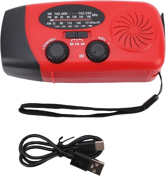 Zunate Emergency Weather Radio AM FM NOAA WB with 2000mAh Power Bank, Solar Hand Crank Portable Radio with LED Flashlight for Camping Hiking Storms