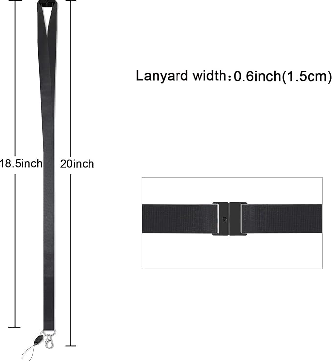 Lanyards Safety Breakaway Black for ID Badges Holder Keys Women Men Cruise Neck Office Card Holder Waterproof 5 Pack