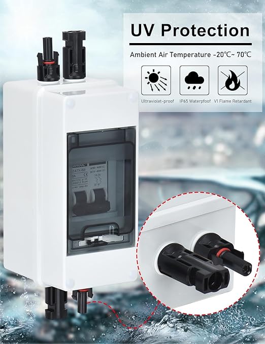 DIHOOL 20 Amp dc Circuit Breaker with Electrical pv Disconnect Box for Solar Panels, Solar Disconnect Switch Outdoor
