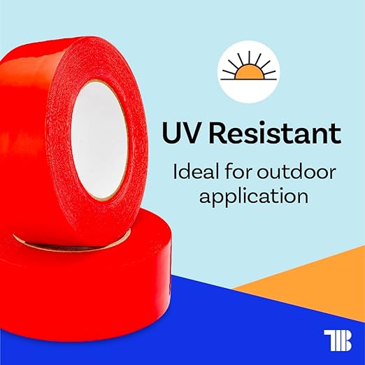 Red Stucco Tape, Case of 24 Rolls, 2 Inch x 60 Yards, UV Resistant Polyethylene Tape