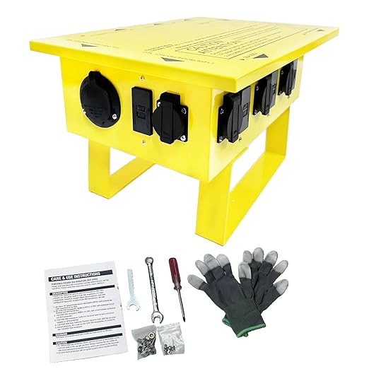 Power Distribution Box,50-Amp,125/250V,Temporary Power Box,Ideal for Temporary Power Needs