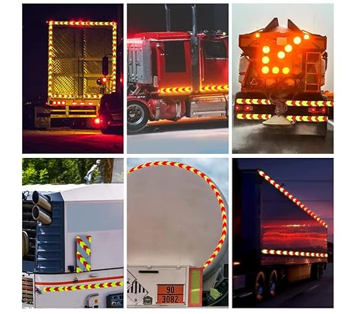 Reflective Tape, Waterproof Self Adhesive Dot Reflective Tape Outdoor Safety Caution Reflector for Trailers, Bikes, Cars（Red Yellow, 2 Inch x 65 Feet）