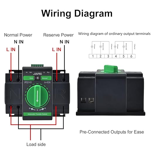 110V 50/60Hz 2P 63A ATS Dual Power Automatic Transfer Switch - Changeover Switch for Generators