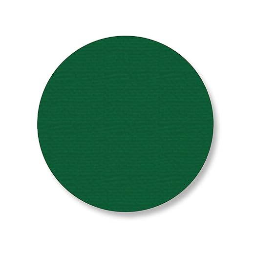 Mighty Line 5.7" Solid Dot Shaped Floor Marking Tape for Safety, Caution, Warning, Heavy-Duty, Peel and Stick, Adhesive Circle Spots, Industrial Quality, Green, Pack of 100