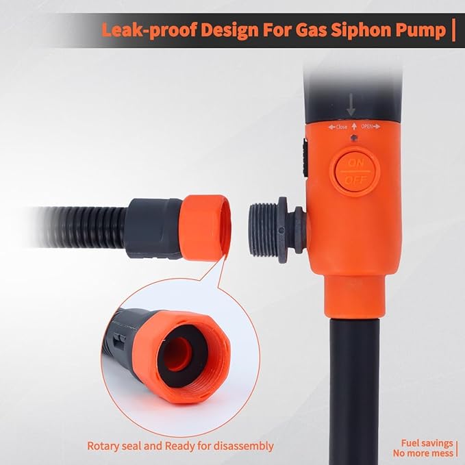 Portable Fuel Pump for Gasoline, Fuel Transfer Pump Powered By USB Charging or AA Battery, 2.8 GPM Gas Can Pump, Telescoping Gas Can Pump Battery Operated, 51" Transfer Hose, Leak-proof, Siphon Pump