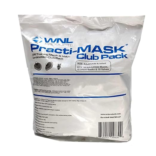 WNL Products 5000TMV-CP Adult/Child & Infant CPR Practi-MASK & Valve Combo Pack - Fits All WNL Training Masks
