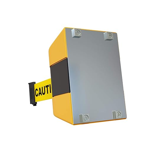 Crowd Control Warehouse - CCW Series WMB-220 Magnetic Wall Mount Retractable Belt Barrier -15 Foot, Caution Do Not Enter with Yellow ABS Case