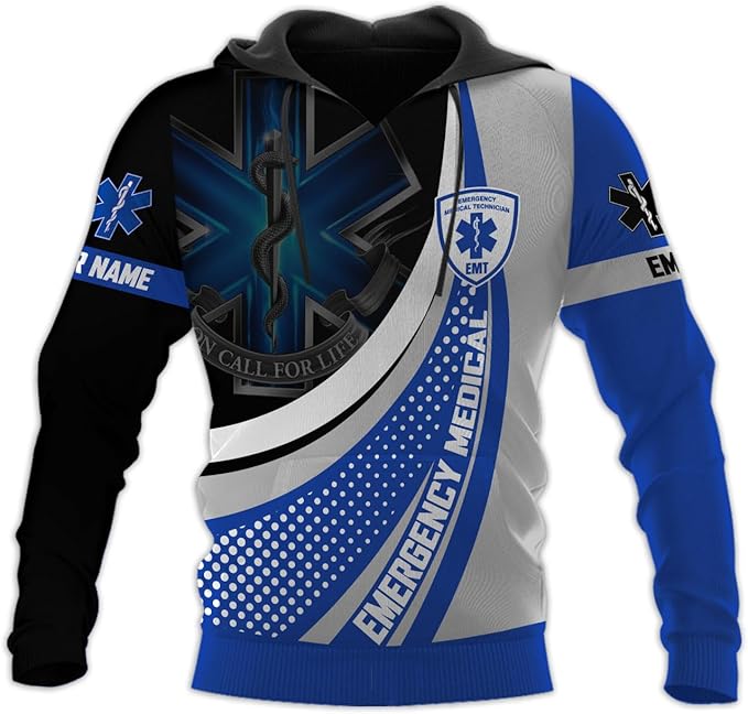 Personalized EMT 3D Shirt, EMT 3D Hoodie, 3D EMS Hoodies for Men, Medical Uniforms EMS Shirt, Emergency Medical Service Shirt