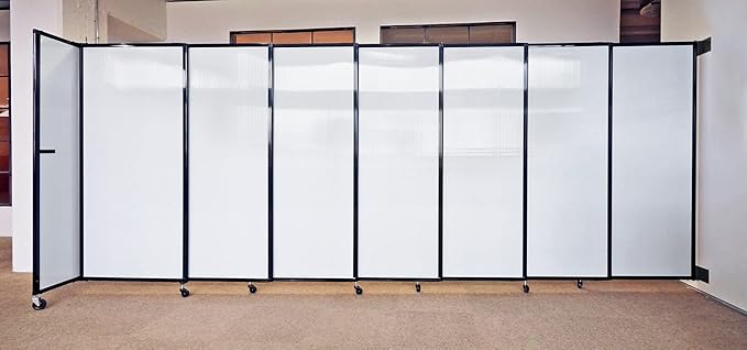 Wall-Mounted Sliding StraightWall Room Divider | Adjustable Widths | Locking Wheels | Room Separator | Up to 15'6" Wide x 7'6" Tall Royal Blue Fabric Panels