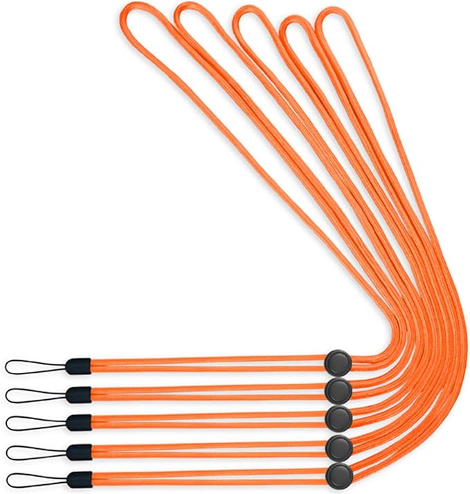 YOUOWO 5 Pack Orange Adjustable Lanyards Neck Strap Lanyard For Keys Pen Phone id Badges Holder Office Name Badges ID Card USB Sticks Whistles iPod