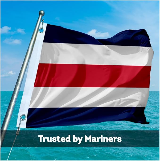 AGAS Charlie Code C Marine Signal 4x6 Ft Flag - Printed 200D Nylon - Canvas Header - Brass Grommets - Colorfast & Stitched Edges - Nautical Boat Flag - Naval Code Signal Flag.