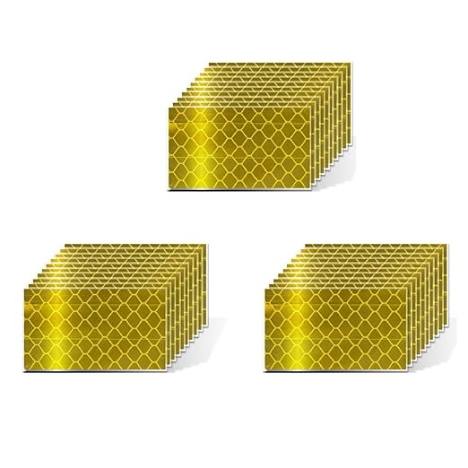 Yellow Reflective Stickers 1 inch X 2 inch, Outdoor Waterproof High Visibility Warning Safety Adhesive Reflector Tape (30 Pcs)