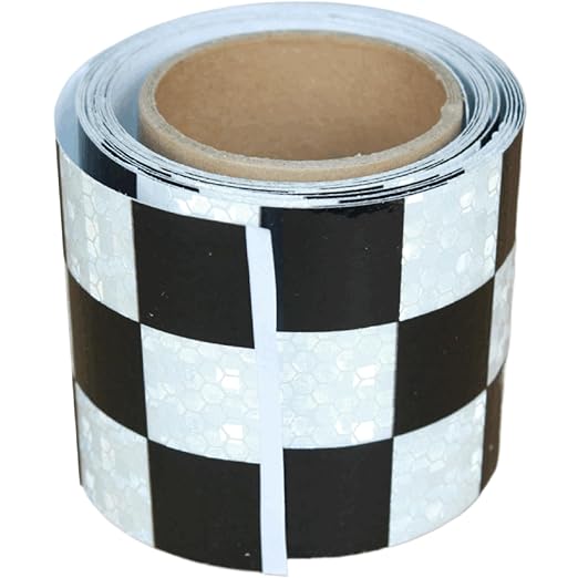 Black White Reflective Tape Outdoor Waterproof 3 inch, High Visibility Hazard Conspicuity Industrial Marking Tape (11 feet)