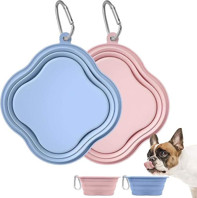 Collapsible Dog Bowls, 2-Pack Dog Water Bowl for Walking Parking Traveling Portable Pet Feeding Bowl, Travel Essentials for Cats and Dogs